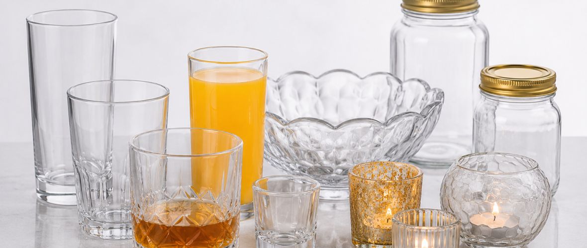 glass containers of various types and sizes